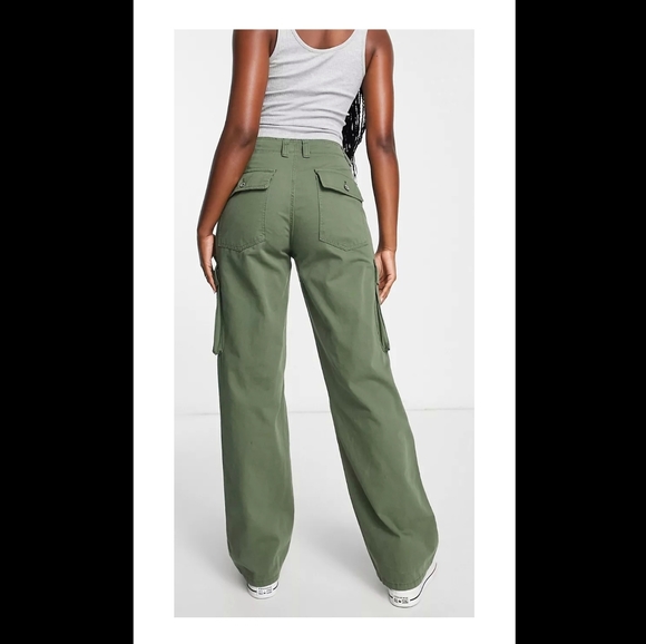 NWOT Asos High Waisted Twill Cargo Pants - Picture 4 of 4